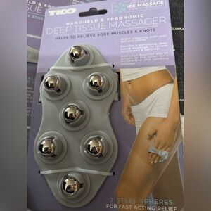 TKO Gray Handheld Deep Tissue Massager with Silver Steel Spheres